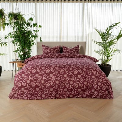 Kayori Ana Dekbedovertrek Katoen - 140x200-220 + 1 sloop - Eenpersoons - Uniek Dessin - Rood