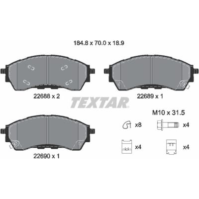 Remblokset TEXTAR 2268801, voor