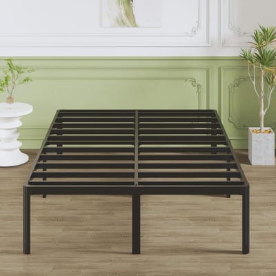 Metal Bed Frame - Dubbel Bed - Slaapkamer Inrichten - Stabiel Metalen Frame - 150x190 cm - Zwart