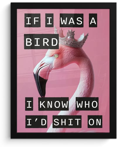 Poster in lijst - Fotolijst 30x40 cm - Posters - Flamingo - Roze - Vogel - Decoratie - Posterlijst zwart - Decoratie - Wanddecoratie woonkamer - Muurdecoratie slaapkamer