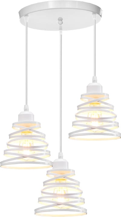 3 Hanglamp Woonkamer Moderne E27 Plafondlamp Industriële Kroonluchter voor Slaapkamer Wit