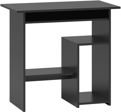 Merax Compact Bureau 80 x 45 x 75 cm - Computerbureau met Toetsenbordlade en Opbergvakken - Zwart