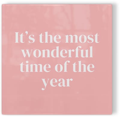 Tegeltje Kerst: it’s the most wonderful time of the year – roze – kerst tegeltje – tegeltje met tekst