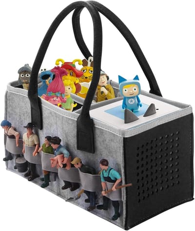 Opbergdoos voor Toniebox en Tonies Figuren met Handvat - Beschermende Tas voor Meer dan 30 Figuren en Accessoires (Grijs + Donkergrijs)