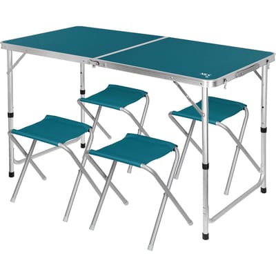 Nils Camp NC1633 - Set tafel en stoelen - Blauw - Inklapbaar - Verstelbare Hoogte