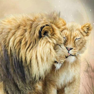 Diamant peinture Lion diamant broderie Animal 5D bricolage mosaïque strass décor maison 30X30CM beige