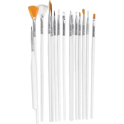 15-delige Set Koekjespenselen Complete Range Zachte Haren Comfortabele Handvatten Gemakkelijk te Reinigen Fondant white