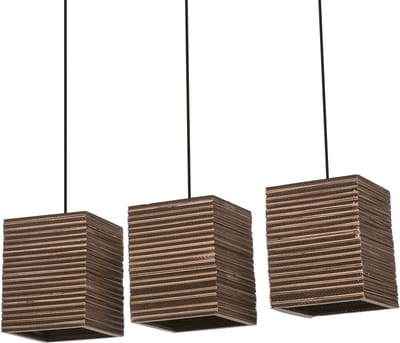 OSRAM hanglamp 3-lamps Decor Cardboard Vierkant bruin van golfkarton, E27, 830 mm lengte, lampenkap van gerecycled materiaal, duurzaam dankzij vervangbare lichtbron, eenvoudig te installeren