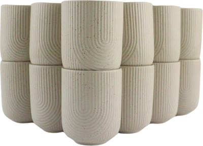 OTIX Koffiekopjes - Zonder Oor - Set van 12 - Koffietassen - Theemok - 190ml - Aardewerk - TEAK