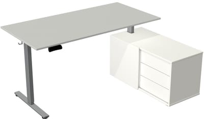 Elektrisch Zit-Sta Bureau met Sideboard Move New Base 160x80 Licht grijs