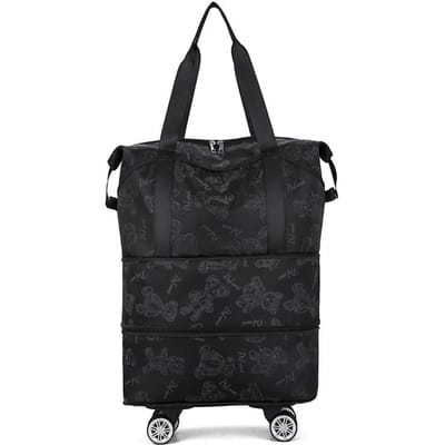 Geüpgraded Stil Universeel Wiel Multifunctioneel Grote Capaciteit Verwijderbaar Poelie Reizen Nat en Droog Scheiding Boarding Tas zwart