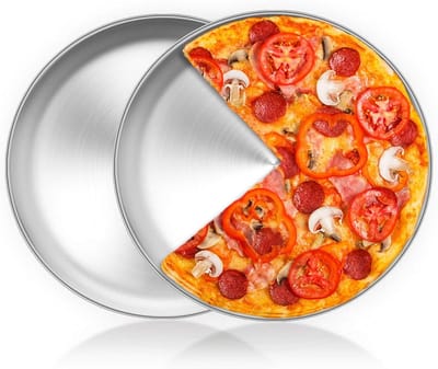 Ronde Pizza Mould van 30 cm van RVS, Ideaal voor Ovenbakken, Gezond en Makkelijk Schoon te Maken, Set van 2 Stuks