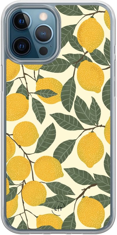Hoesje geschikt voor iPhone 12 - Citroenen - 2in1 backcover - Natuur - Groen - Leuke Telefoonhoesjes