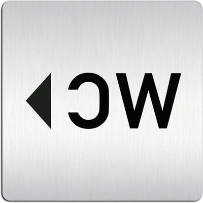 Toiletbord - Deurbord WC - Aanduiding Deur - Aluminium met Schaduweffect - 125 x 125 mm - Zilver