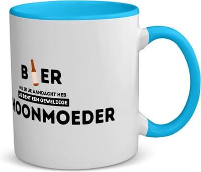 Akyol - bier, nu ik je aandacht heb je bent een geweldige schoonmoeder koffiemok - theemok - blauw - Mama - de beste schoonmoeder - moeder cadeautjes - moederdag - verjaardagscadeau - verjaardag - cadeau - gift - moeder artikelen - 350 ML inhoud
