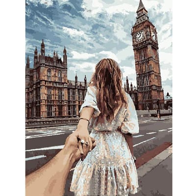 Peinture Diamant Portrait Image Strass Broderie Diamant Portrait Fille Touriste Décoration de Maison 20X30CM black