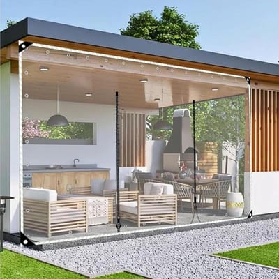 Zeildoek Gordijn - Dekzeil Zijpaneel - Buitenruimte Afschermen - Met Ritssluiting - 4.6x2.2m - Transparant
