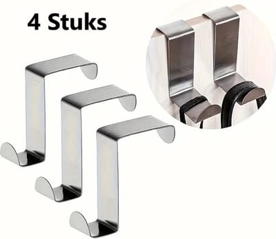 Set Van 4 RVS Deurhaken I Ophanghaak I Deurhaak I Handdoekhaak I Kleding Haak Voor Deur I Kapstokken I Zilver