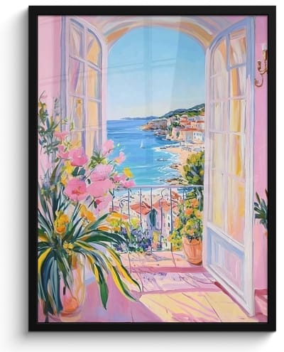 Poster in lijst - Fotolijst 50x70 cm - Posters - Roze - Buiten - Verf - Posterlijst zwart - Decoratie - Wanddecoratie woonkamer - Muurdecoratie slaapkamer