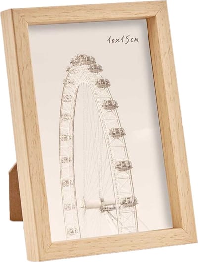 Fotolijst - houtlook - kunststof/glas - 17 x 12 cm - voor foto van 10 x 15 cm - staand/hangend