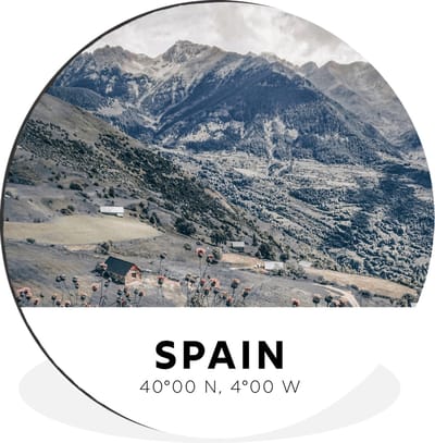 WallCircle - Wandcirkel - Muurcirkel - Spanje - Bergen - Natuur - Aluminium - Dibond - 30x30 cm - Binnen en Buiten