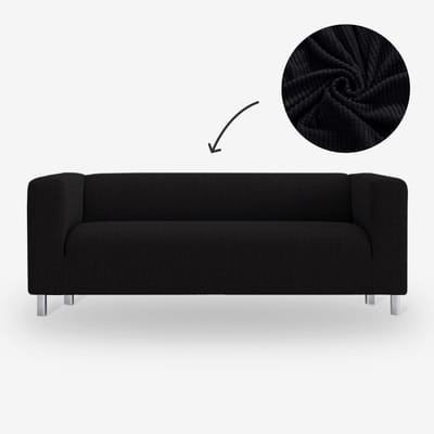 Knitted Bankhoes Hoge Armleuning – Size M1 (80-130cm) – Zwart– Stretch Sofa Cover – Bankbeschermer | BankhoesDiscounter