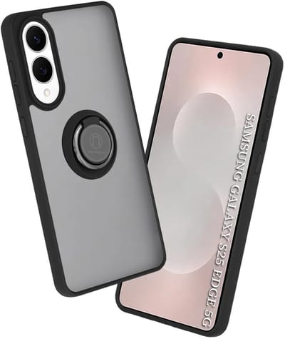 Hoesje geschikt voor Samsung Galaxy S25 Edge - Techsuit Glinth Back Cover met ring en magneet - Zwart