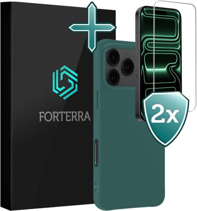 Hoesje Met 2x Screenprotector - Geschikt voor Apple iPhone 17 Pro Max - Sterk & Shockproof - Telefoon Hoes - Back Cover - Siliconen Case - Donkergroen