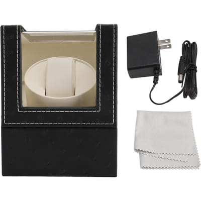 Remontoir de Montre Automatique Simple Cuir PU Noir Anti-Magnétique Coussin en Mousse Haute Résilience Silencieux