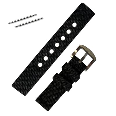 Fako Bijoux® - Horlogebandje - Spijkerstof - 20mm - Zwart