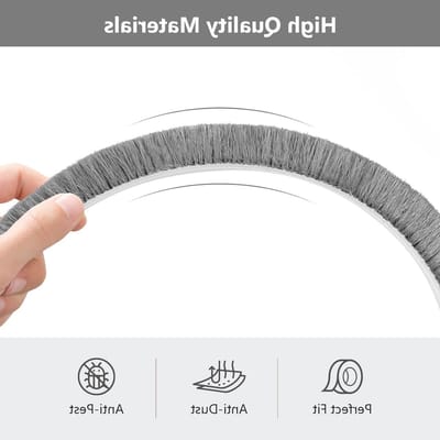 Draught Excluder voor Deuren en Ramen, Zelfklevende Borstelafdichting 12mm x 9mm, Effectieve Isolatie en Geluidsdemping in Grijs