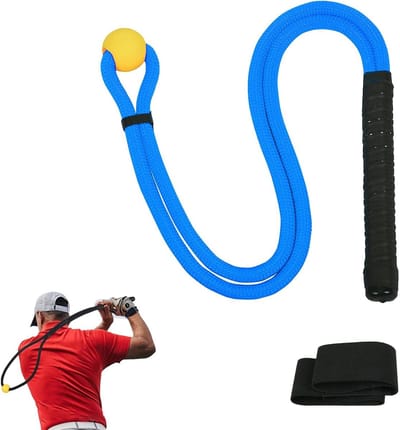 Golf Touw Trainer - Swing Hulp Golf - Swing Techniek Verbeteren - Met Arm Corrigerende Band - 96cm - Blauw