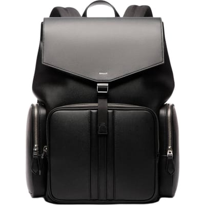 Bally Mythos Palladium Metalen Accessoires Klepsluiting Gerecyclede Koeienhuid Rugzak Herenrugzak Zwart 6308376 Black