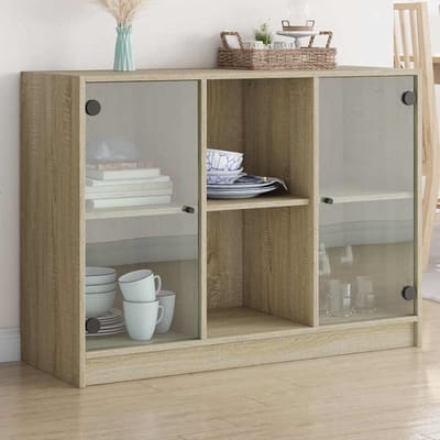 vidaXL - Dressoir - 102x37x75,5 - cm - bewerkt - hout - sonoma - eikenkleurig