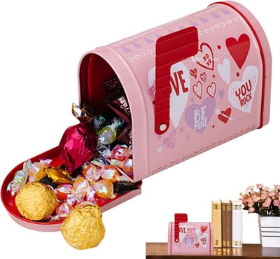 Tinnen Brievenbus - Romantische Box - Valentijn Cadeau - Slijtvast Materiaal - 13.5x8x9.5cm - Roze