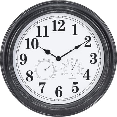 Klokken - Wandklok Zwart D40 Cm Outdoor