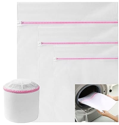 Waszak set - Wasnetten - Kleding beschermen - Verborgen ritssluiting - 4 stuks - Roze