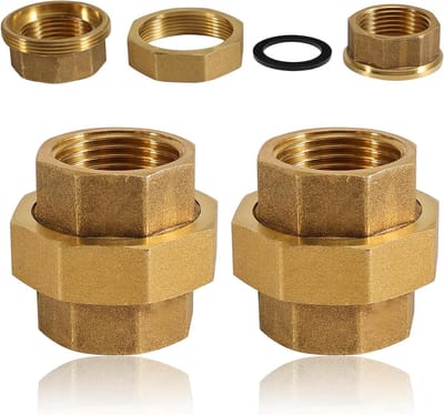 Messing schroefverbindingen 1 inch set van 2 - IG/IG draadfittingen - Conisch afdichtend - DN25 buisschroefverbindingen