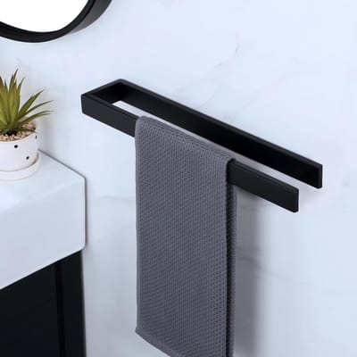 Handdoekrek 40CM - Matte zwart - RVS SUS304 - Makkelijk te installeren zonder boren - ShopVlot