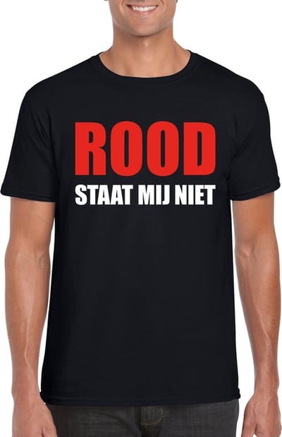 Rood staat mij niet t-shirt zwart heren S