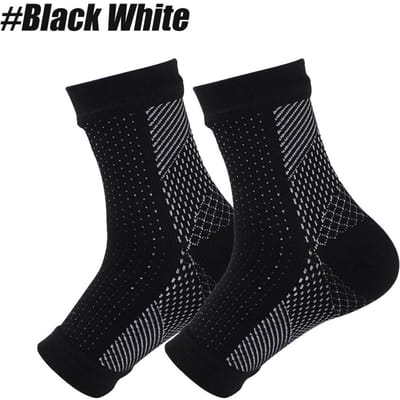 1 Paire Chaussettes Neuropathie Cheville Genouillère Chaussettes de Compression Pour Soulagement Douleur Fasciite Plantaire Manches Cheville Pour Gonflement L/XL white