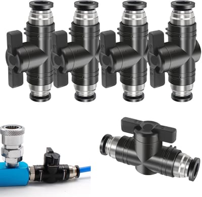 Pneumatische Kogelkranen - Regelventiel Koppelingen - Perslucht Sturing - Roestbestendig Vernikkeld - 6 mm - Zwart