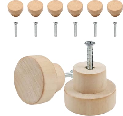Somstyle Kastknoppen Set - 8 Stuks - Ø 30 MM - Deurknoppen voor Kasten - Houten Meubelknop - Handgreep - Lichtbruin