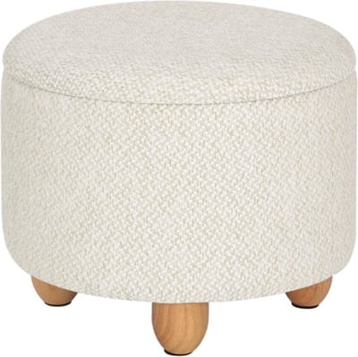 Bolt Edge Moderne Poef - Creme - Opbergruimte - 2-in-1 - Voetenbank met Zitkist