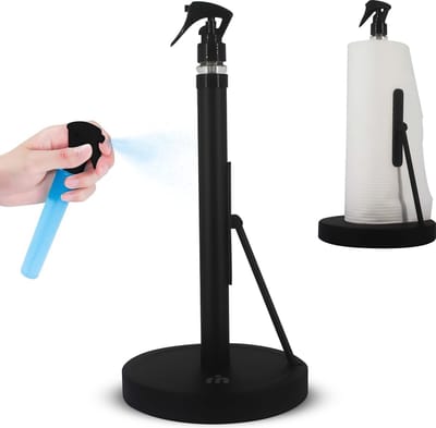 MATTI® - Keukenrolhouder - Keukenrolhouders - Staande Keukenrolhouder Zwart - Incl. Sprayflesje