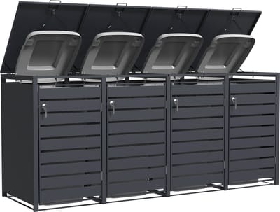 TuinChamp Containerberging staal 4 containers - Kliko ombouw - Containerberging 4 containers - Containerkast - Container box voor buiten - Kliko ombouw voor 4 kliko's
