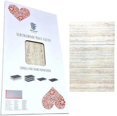 Fliesana - Zelfklevende wand- en vloertegels - set van 3 - waterbestendig - Ontwerp: natuursteen