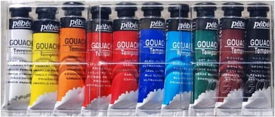 Gouache Kleuren Box - Poster Verf - Creatief Knutselen - 10 Felle Kleuren - 10 ml Potjes - Gesorteerd