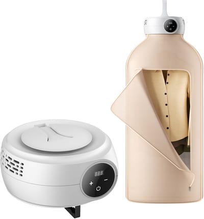 Draagbare Wasdroger 600 W – Waslijn met Droogtas, PTC Verwarmingselement en LED-display, Compacte Mini-droger met 5-uur timer, ideaal voor appartementen, studentenhuizen, campers of hotels