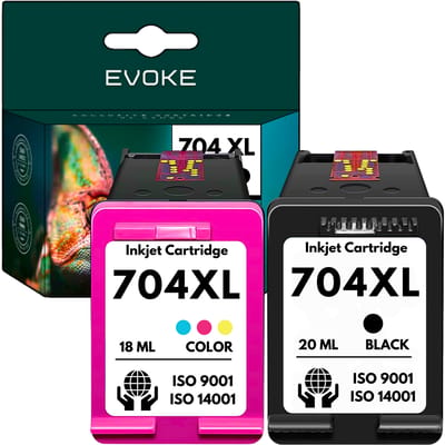 Evoke Compatibele Inkt voor Hp 704XL Hp704 704 XL 2X: Zwart+Tri-Color Cmy Cyaan Magenta Geel 38 ml 950 Pagina's Deskjet 1010 1510 1515 2000 2010 2020 2060 K110 2500 2510 2515 2545 3000 3050 3050A